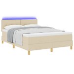vidaXL Lit à ressort LED avec matelas Crème 160 x 200 cm tissu