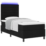 vidaXL Lit à ressorts avec matelas avec LED Noir 80 x 200 cm tissu
