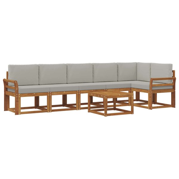 vidaXL Ensemble de canapés d'extérieur 7 pc Gris Naturel et Clair