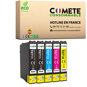 T0715 - 5 cartouches compatibles pour Epson T0715 - COMETE