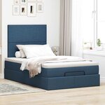 vidaXL Cadre de lit ottoman avec matelas bleu 120x190 cm tissu
