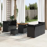 vidaXL Ensemble de canapé de jardin 8 Pièces Noir polyrotin