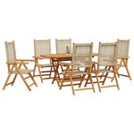 vidaXL Ensemble de salle à manger pour jardin 7 Pièces Beige