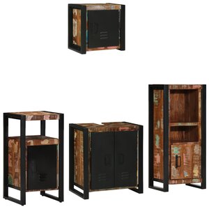 vidaXL Ensemble de mobilier de salle de bain avec étagère 4 Pièces