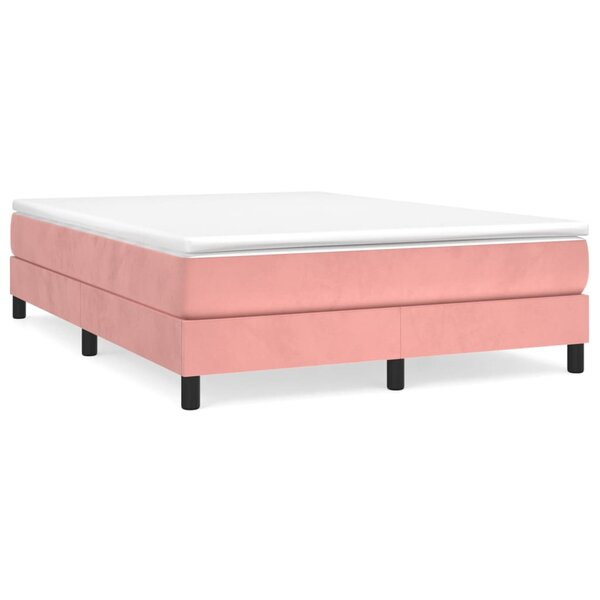vidaXL Sommier à lattes de lit avec matelas Rose 140x190 cm Velours