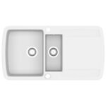 vidaXL Évier de cuisine Granit Double lavabo Blanc