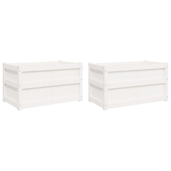 vidaXL Jardinières 2 Pièces blanc bois de pin massif