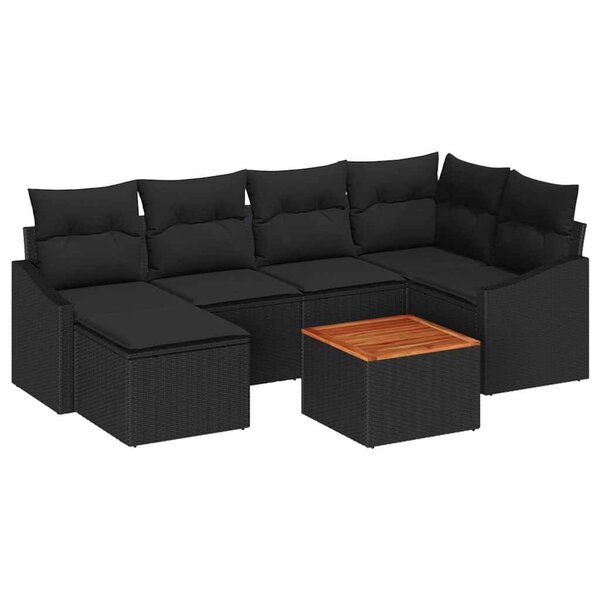 vidaXL Ensemble de canapé de jardin 7 Pièces Noir
