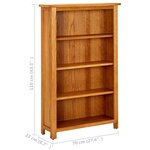 vidaXL Bibliothèque à 4 niveaux 70x22x110 cm Bois de chêne massif