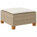vidaXL Tabouret de jardin et coussin beige 63 5x56x32cm résine tressée
