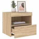 vidaXL Table de chevet avec lumières LED chêne sonoma 50x40x45 cm