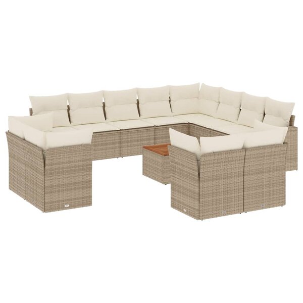 vidaXL Salon de jardin avec coussins 13 Pièces beige résine tressée