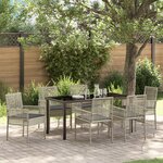 vidaXL Ensemble de salle à manger 7 pièces avec coussins gris clair en poly rattan