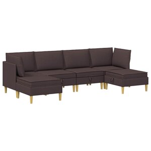 vidaXL Canapé modulaire avec rangement 6 Pièces Marron foncé Tissu