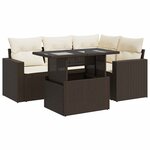 vidaXL Salon de jardin avec coussins 5 Pièces marron résine tressée