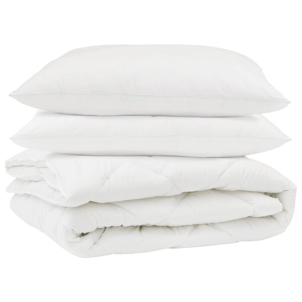 vidaXL Couette avec oreiller 3 pièces Blanc Microfibre
