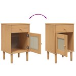 vidaXL Table de chevet SENJA aspect de rotin marron bois de pin massif