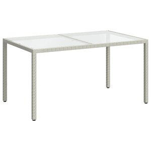 vidaXL Table de jardin 150x90x75 cm Verre trempé/résine tressée Blanc
