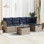 vidaXL Salon de jardin 6 Pièces avec coussins gris résine tressée