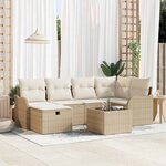 vidaXL Ensemble de canapé de jardin 7 Pièces Beige Poly rotin