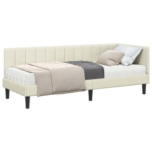 vidaXL Cadre de lit d'angle avec matelas 2 pc Crème 80 x 200 cm