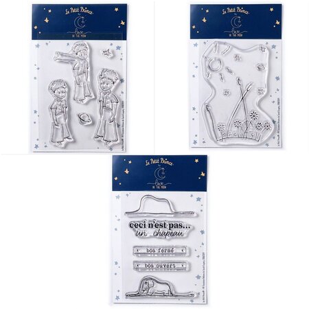 11 Tampons transparents Le Petit Prince Etoiles + Paysage + Boa Elephant
