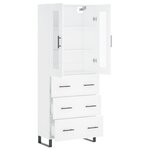 vidaXL Buffet haut Blanc 69 5x34x180 cm Bois d'ingénierie