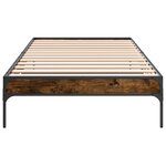 vidaXL Cadre de lit chêne fumé 100x200 cm bois d'ingénierie et métal