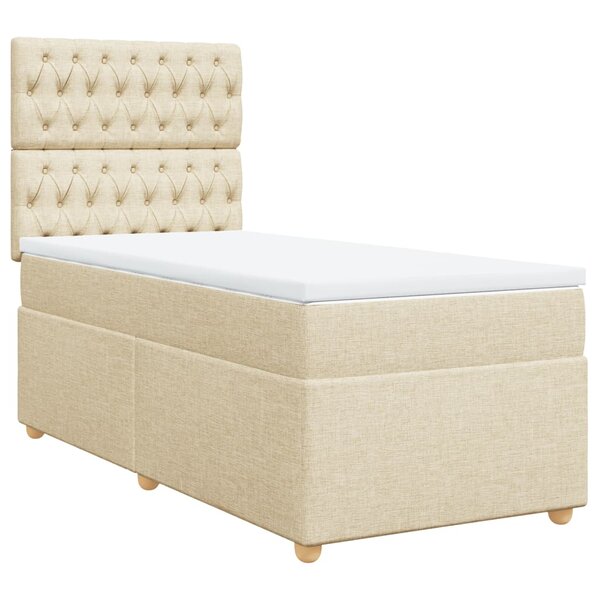 vidaXL Sommier à lattes de lit avec matelas Crème 90x200 cm Tissu