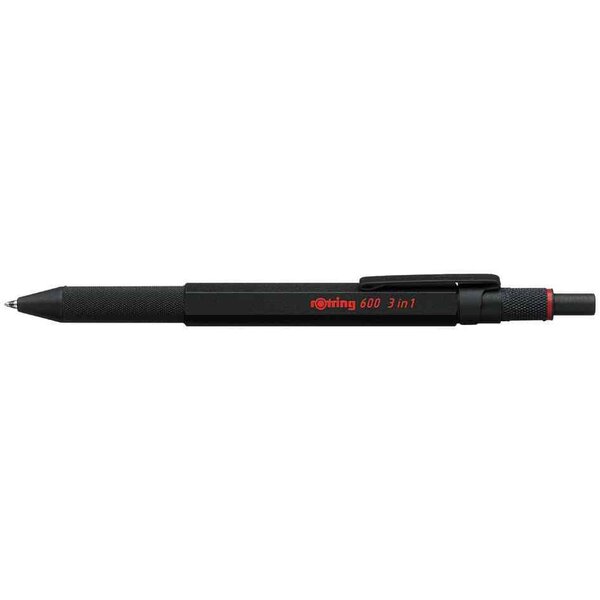Stylo multifonction rOtring 600 Métal Noir - 3 en 1 Porte-mines et Stylo Bille Bleu Rouge ROTRING