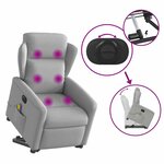 vidaXL Fauteuil inclinable de massage électrique gris nuage tissu