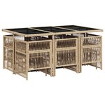 vidaXL Ensemble à manger de jardin et coussins 11 Pièces beige poly rotin