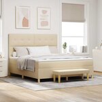 vidaXL Lit à ressorts avec tête de lit Crème 200 x 180 cm tissu