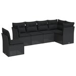 vidaXL Salon de jardin 6 Pièces avec coussins noir résine tressée