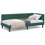 vidaXL Cadre de lit d'angle Vert foncé 90 x 190 cm Velours