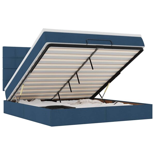 VidaXL Cadre de lit ottoman avec matelas bleu 180x200 cm tissu