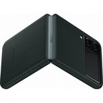 Protection pour smartphone samsung - coque en cuir z flip3 - vert