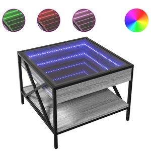 vidaXL Table basse avec LED Infinity sonoma gris 50x50x38 cm