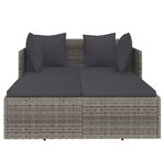 vidaXL Chaise longue avec coussins gris 182x118x63 cm résine tressée