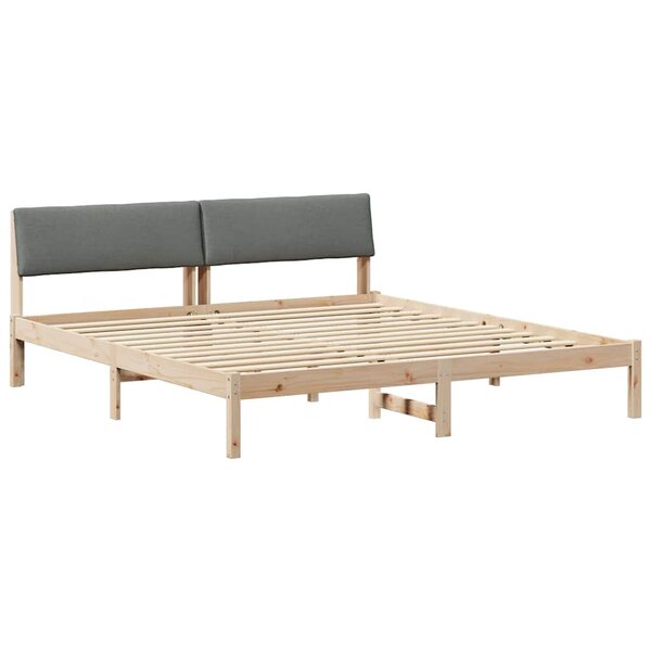 vidaXL Cadre de lit avec tête de lit marron et gris foncé 200 x 200 cm