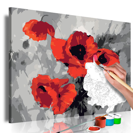 Tableau à peindre par soi-même - bouquet de coquelicots l x h en cm 60x40