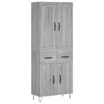 vidaXL Buffet haut Sonoma gris 69 5x34x180 cm Bois d'ingénierie