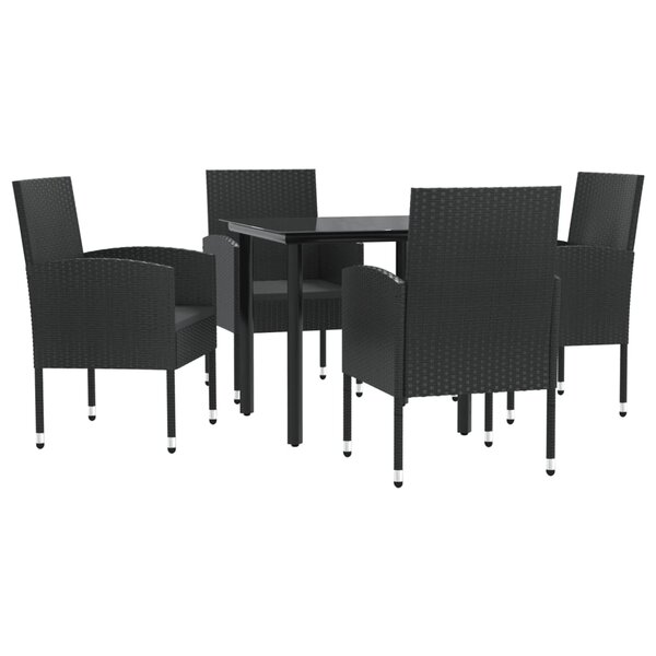 vidaXL Ensemble à manger de jardin 5 Pièces noir résine tressée et acier