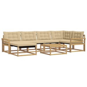 vidaXL Ensemble de canapés d'extérieur 7 Pièces Blanc et Beige