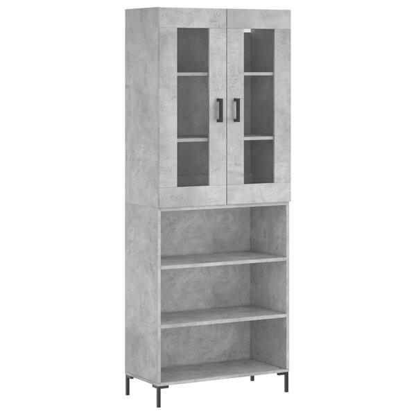 vidaXL Buffet haut Gris béton 69 5x34x180 cm Bois d'ingénierie