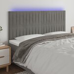 vidaXL Tête de lit à LED Gris clair 160x5x118/128 cm Velours