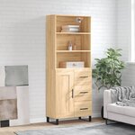 vidaXL Buffet haut Chêne sonoma 69 5x34x180 cm Bois d'ingénierie