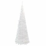 vidaXL Sapin de Noël artificiel escamotable 200 LED blanc 210 cm