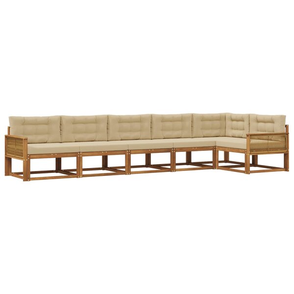 vidaXL Ensemble de canapés d'extérieur 6 Pièces Naturel et Beige