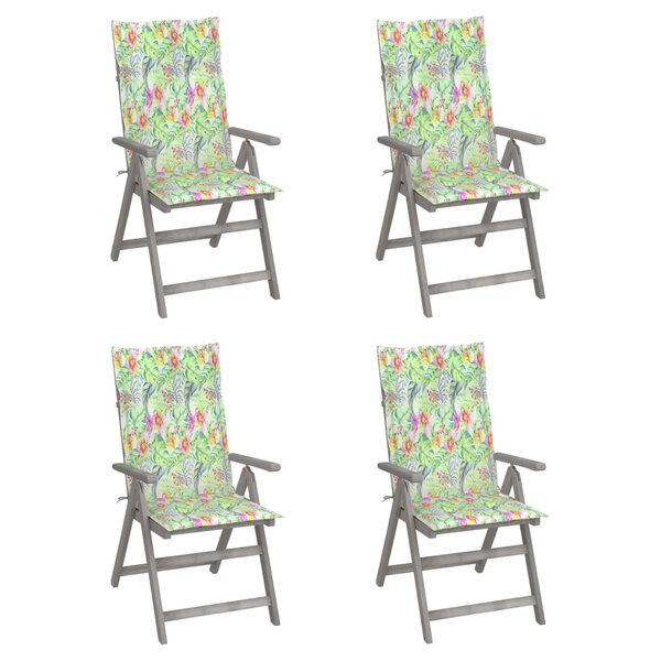 vidaXL Chaises inclinables de jardin lot de 4 et coussins Bois acacia